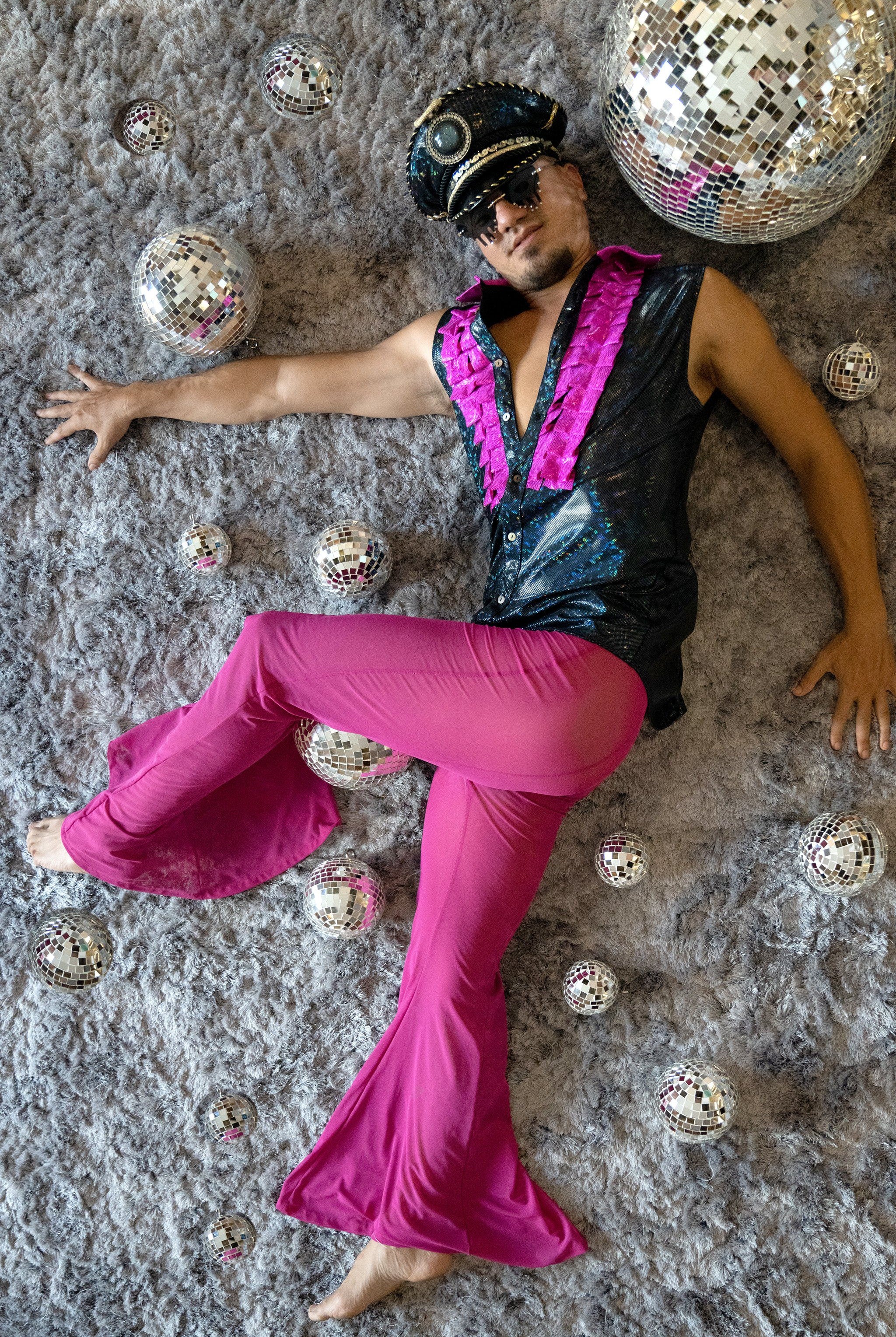 Mens Mesh Stardust Flares | 3 Colors Mens Bottoms SEA DRAGON STUDIO XSMALL Fuchsia Mesh