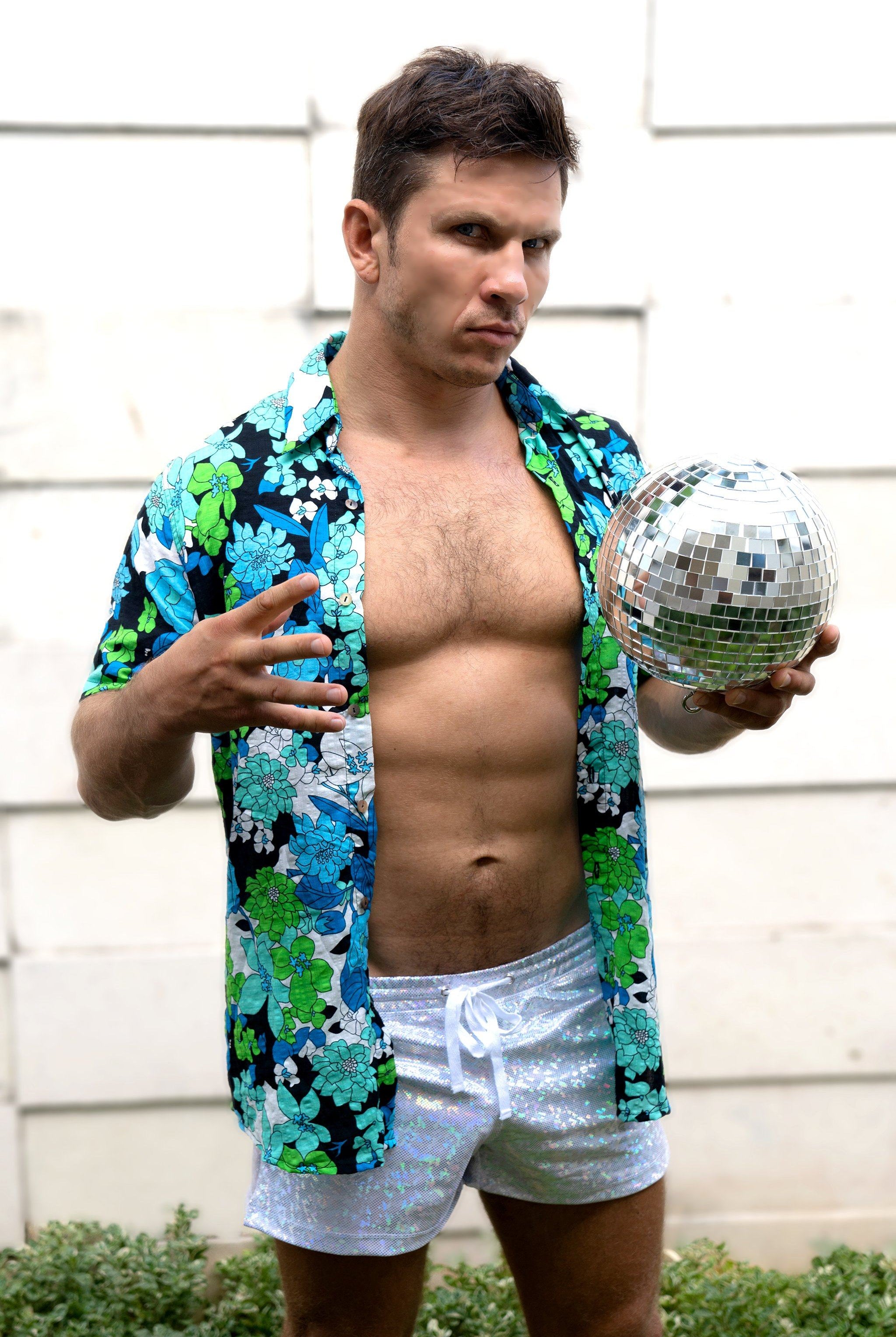 Blue Fantasia Short Sleeve Button Down Shirt - Limited Edition Mens Tops SEA DRAGON STUDIO XSMALL