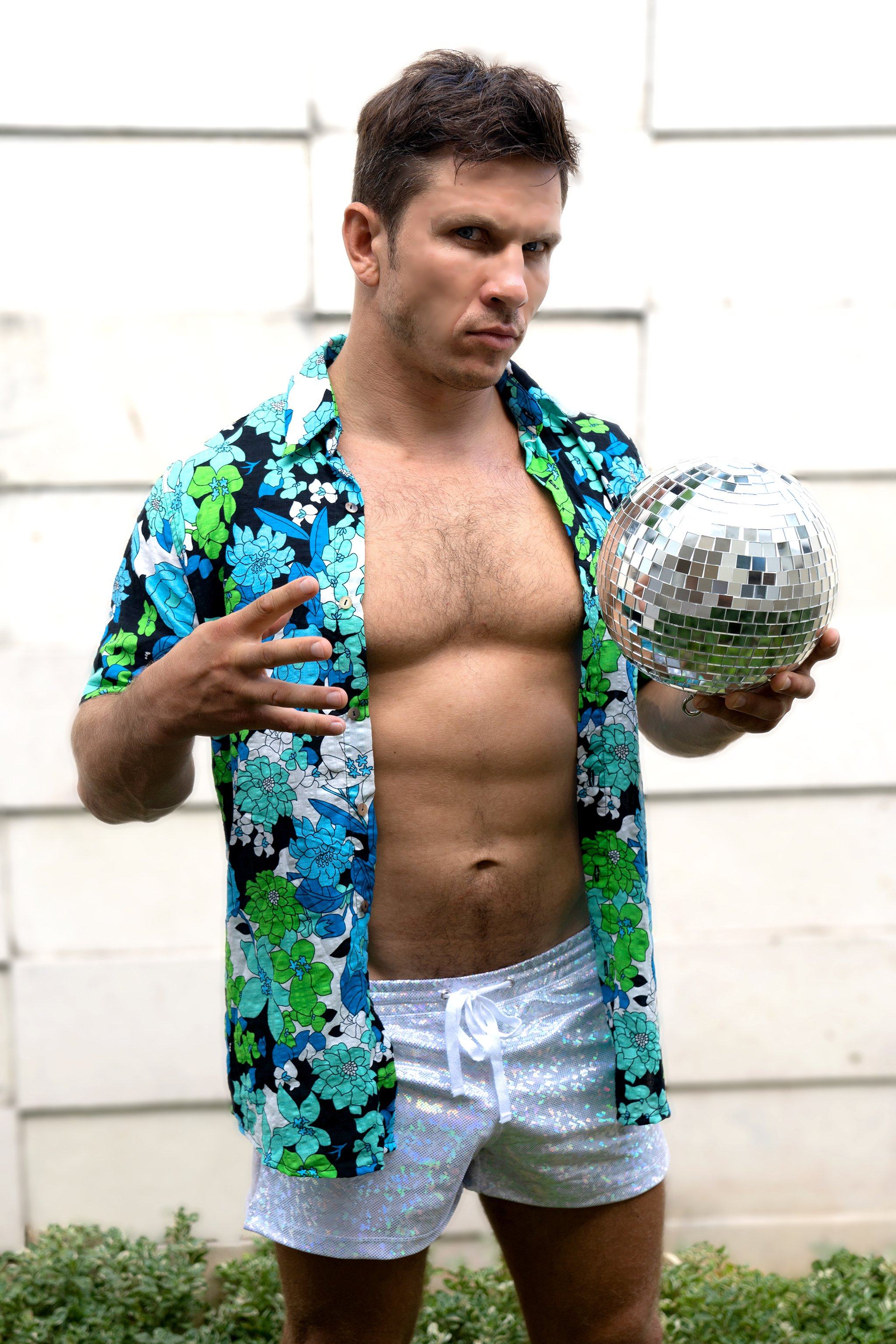 Blue Fantasia Short Sleeve Button Down Shirt - Limited Edition Mens Tops SEA DRAGON STUDIO XSMALL