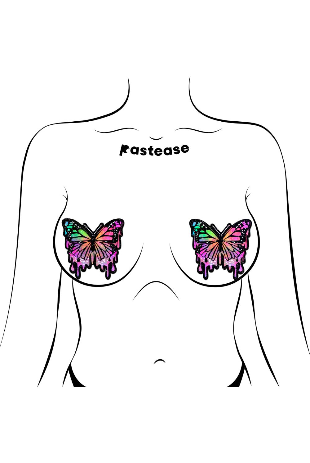 Trippy Melting Rainbow Glitter Butterfly Nipple Pasties Pasties PASTEASE