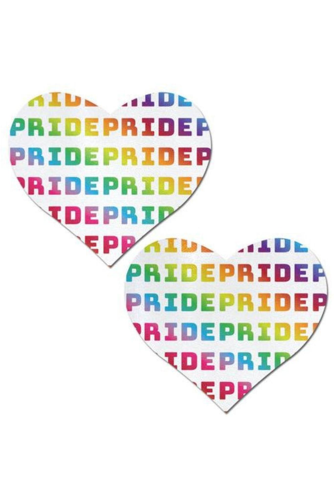 Pride White-Rainbow Glitter Heart Nipple Pasties Pasties PASTEASE 