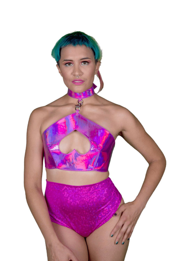 Heart Stopper Holographic Vegan Leather Harness Leather HOLOSEXUAL 