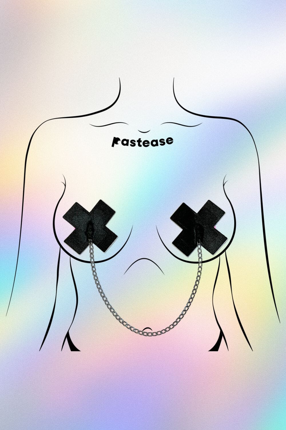 Chained Liquid Black Cross Nipple Pasties by Pastease® Pasties PASTEASE 