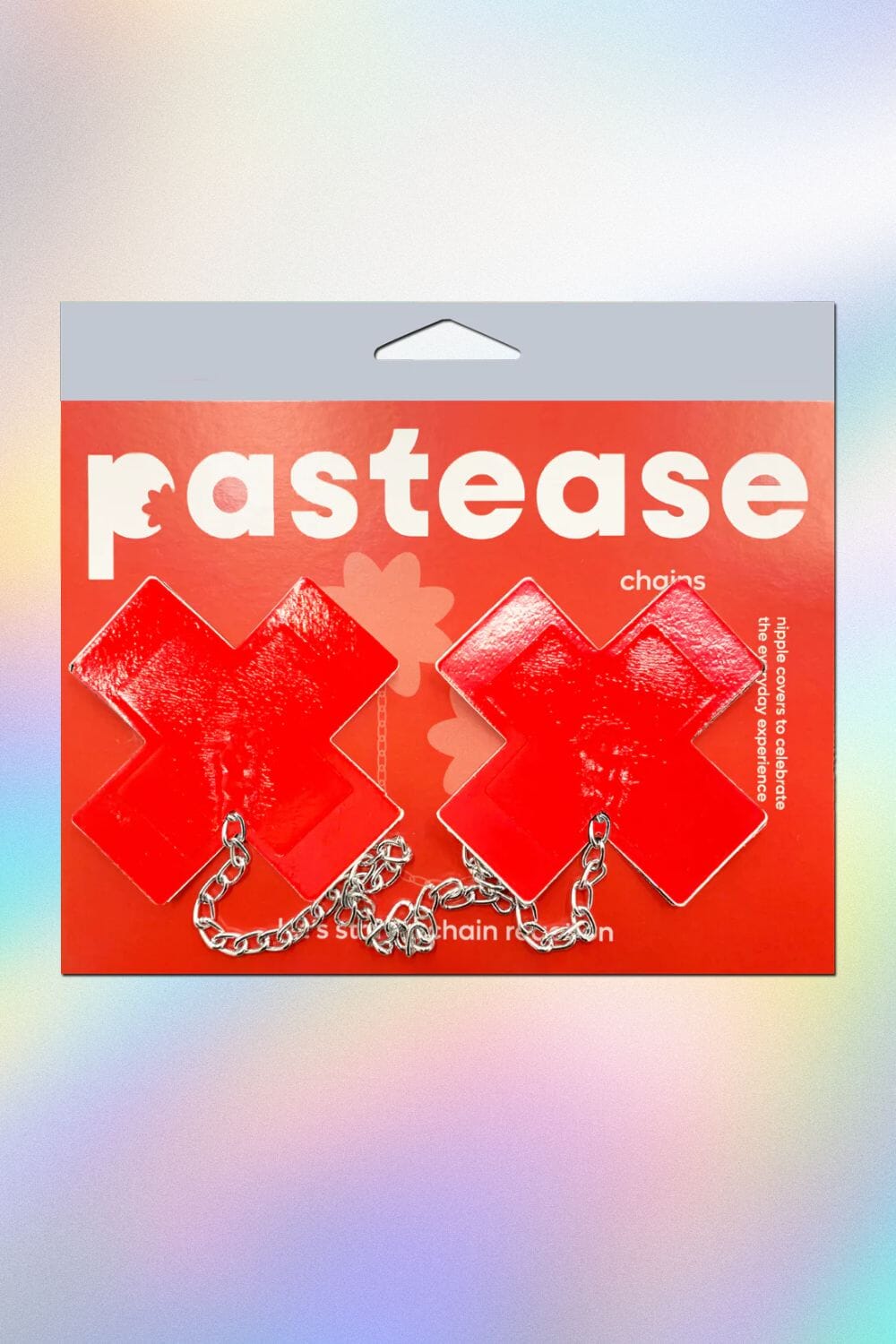 Chained Red Patent Leather Vinyl Cross Nipple Pasties by Pastease Pasties PASTEASE 