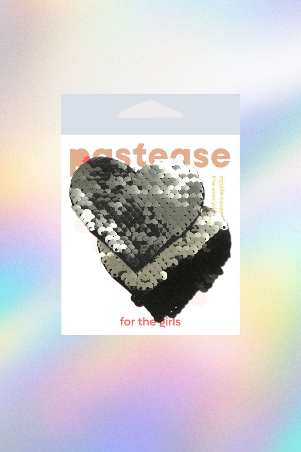 Silver & Black Color Changing Flip Sequin Heart Nipple Pasties Pasties PASTEASE 