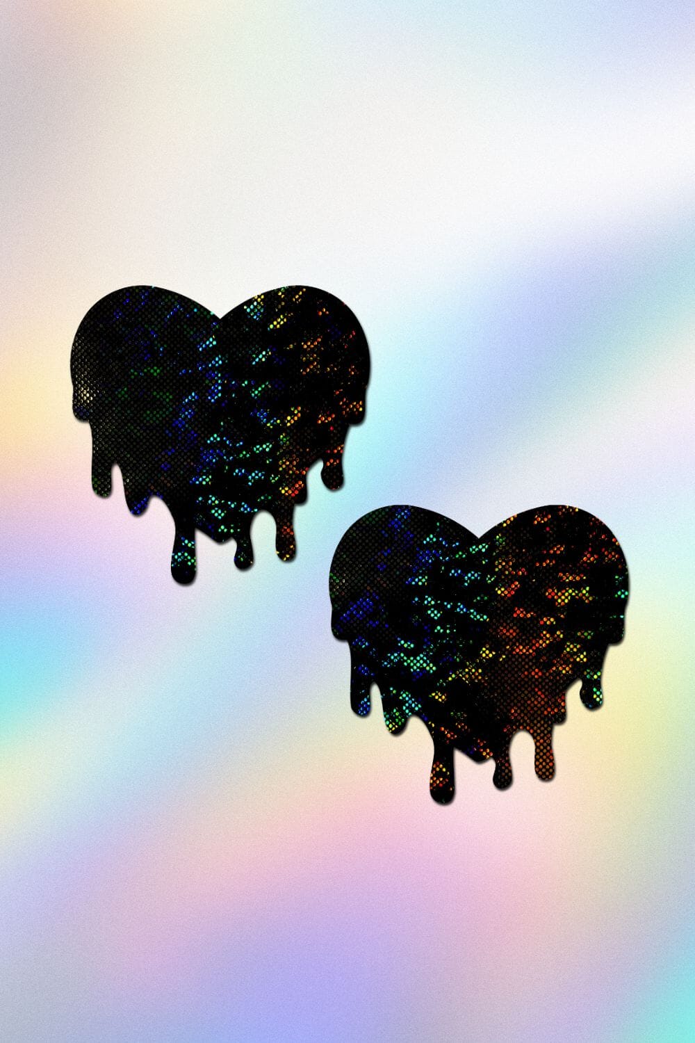 Holographic Black Melty Heart Nipple Pasties by Pastease® Pasties PASTEASE 