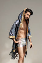 Holographic Hooded Kimono with Fringe | 13 Colors Mens Tops SEA DRAGON STUDIO