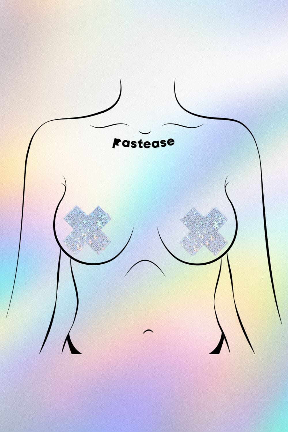 Luxury Jeweled Crystal Silver Cross Nipple Pasties by Pastease Pasties PASTEASE 