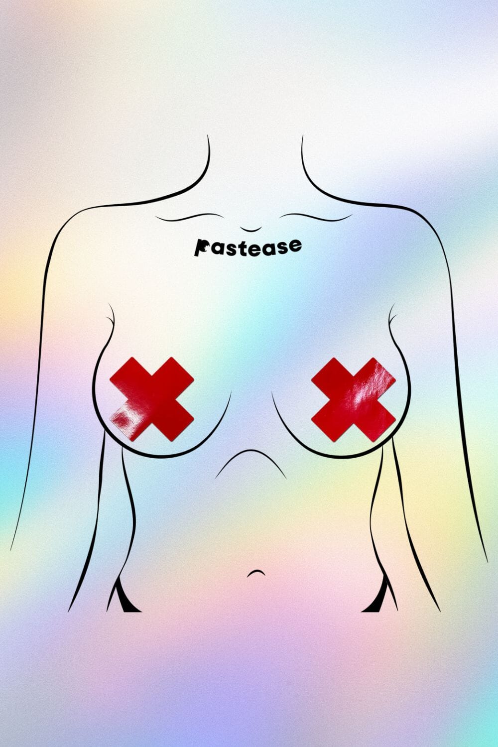 Red Patent Leather Vinyl Cross Nipple Pasties by Pastease® Pasties PASTEASE 