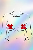 Red Patent Leather Vinyl Cross Nipple Pasties by Pastease® Pasties PASTEASE 