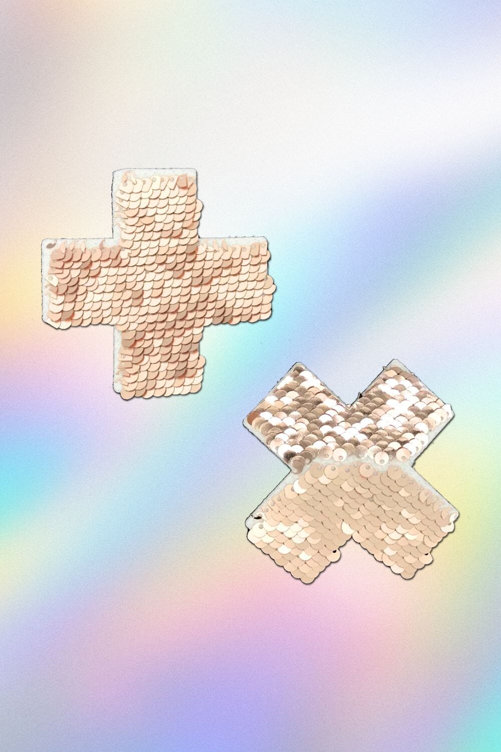 Rose Gold Shiny & Matte Flip Sequin Cross Nipple Pasties Pasties PASTEASE 