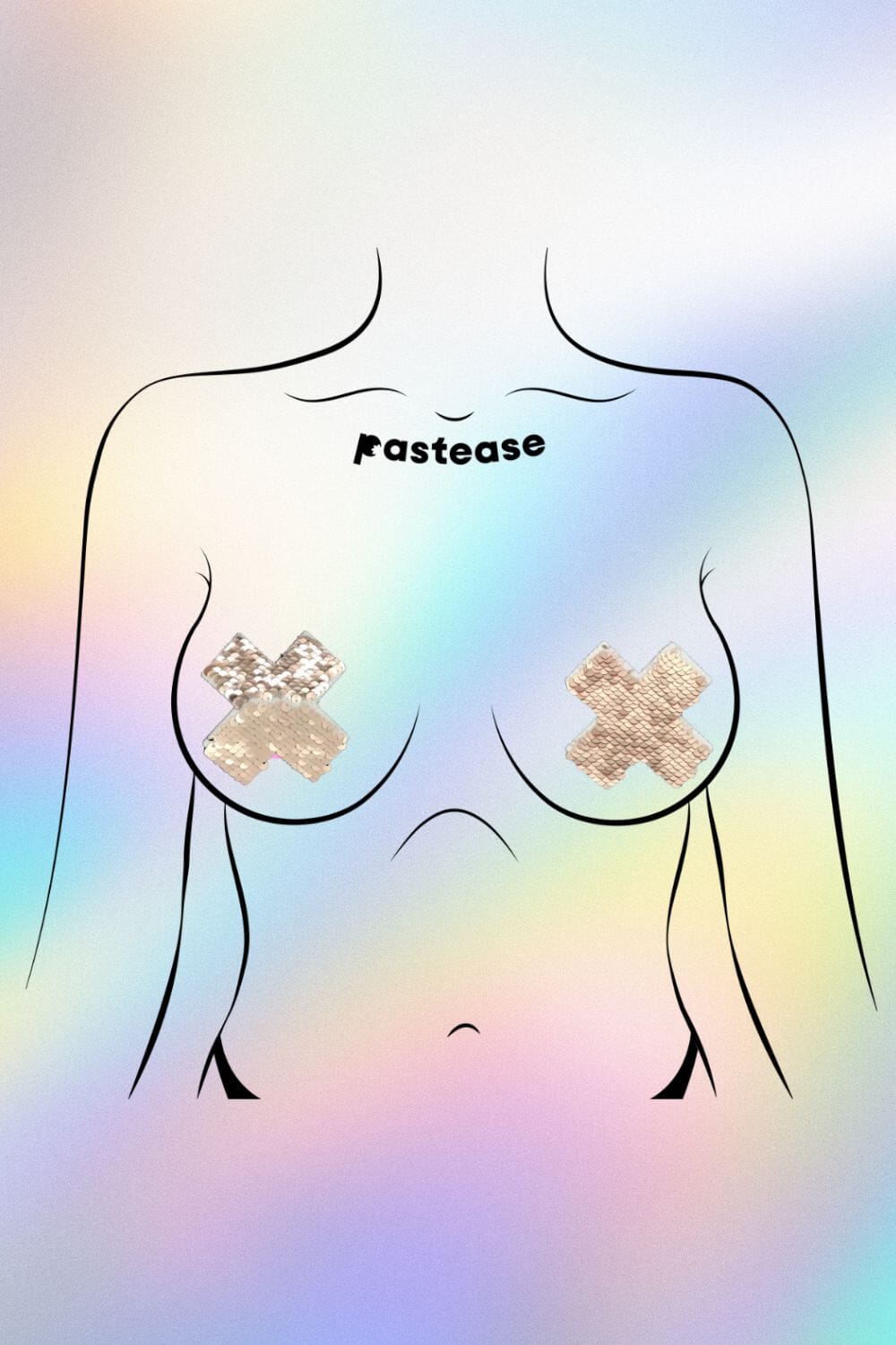 Rose Gold Shiny & Matte Flip Sequin Cross Nipple Pasties Pasties PASTEASE 