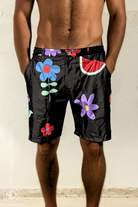 Model wearing the Midnight Picnic shorts set facing forward against a neutral wall.