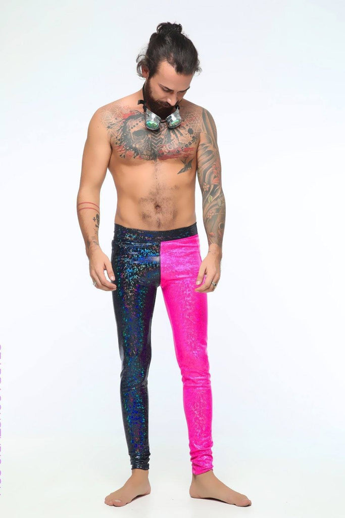 Mens Holographic Double-Trouble Meggings - Men's Bottoms From Sea Dragon Studio Festival & Rave Clothing Collection