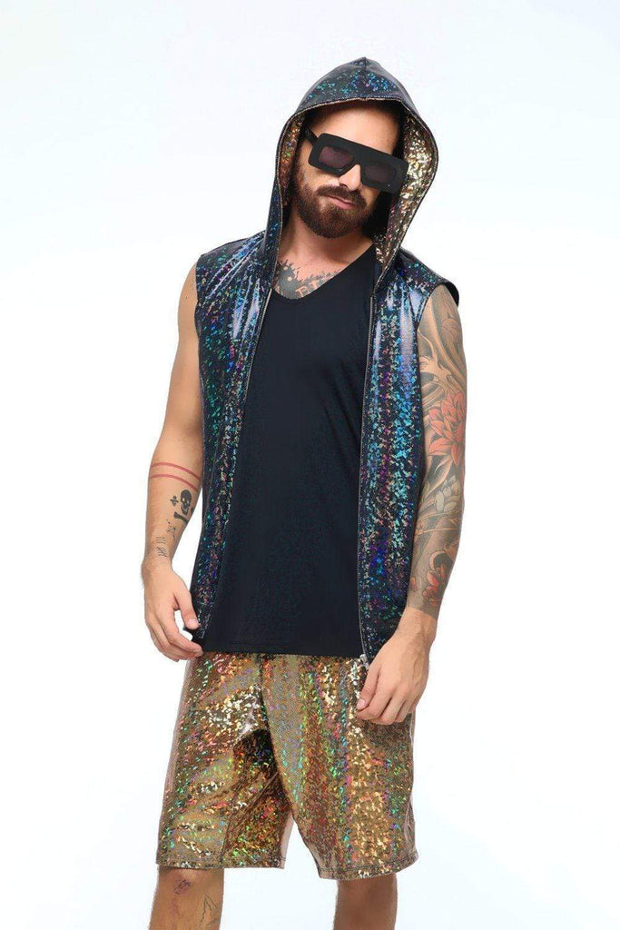 Mens Holographic Festival Shorts - Men's Bottoms From Sea Dragon Studio Festival & Rave Outfit Collection