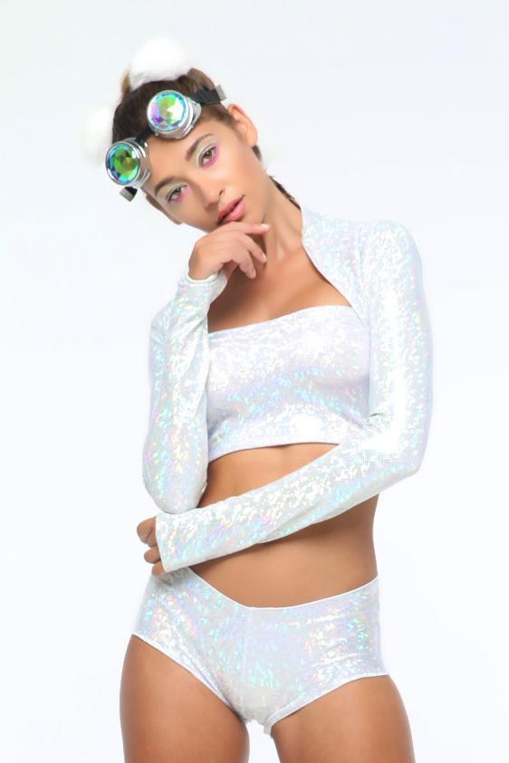 Holographic Shrug - Women's Tops From Sea Dragon Studio Festival & Rave Clothing Collection