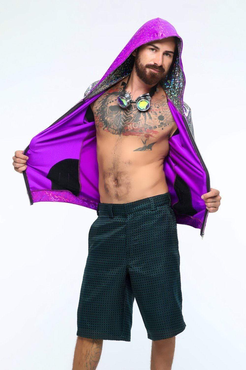 Mens Holographic Hoodie - Men's Tops From Sea Dragon Studio Festival & Rave Outfits Collection