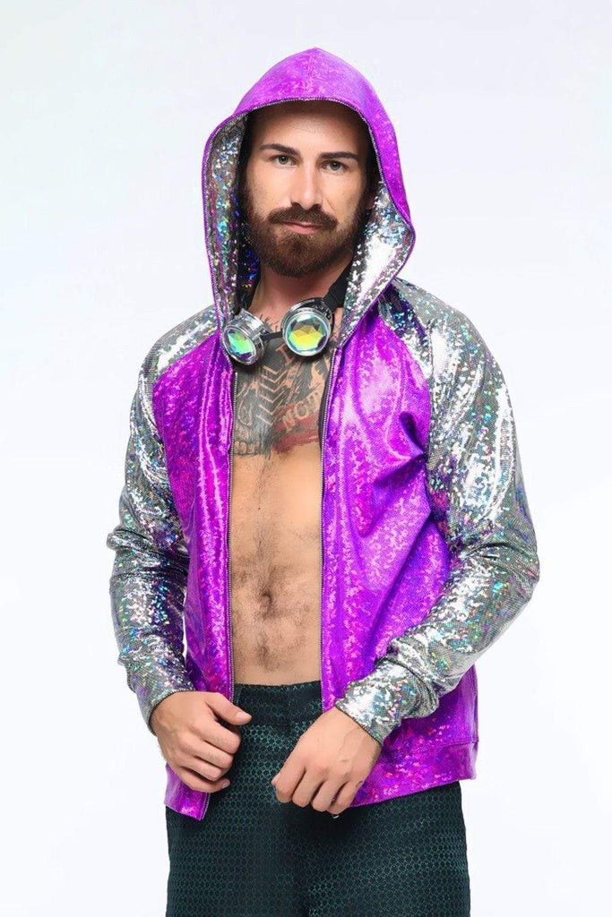 Mens Holographic Hoodie - Men's Tops From Sea Dragon Studio Festival & Rave Outfit Collection