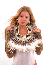 Bejeweled White Feather Collar Accessories Other SEA DRAGON STUDIO 
