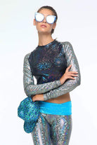 Holographic Hardball Tee Crop Top | 13 Colors - Womens Tops