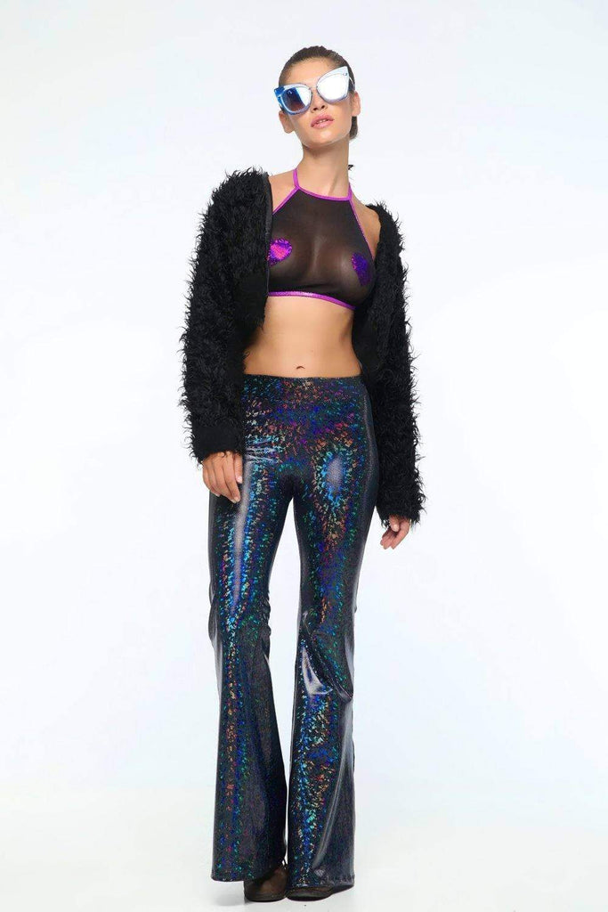 Holographic Flares - Women's Bottoms From Sea Dragon Studio Festival & Rave Wear Collection