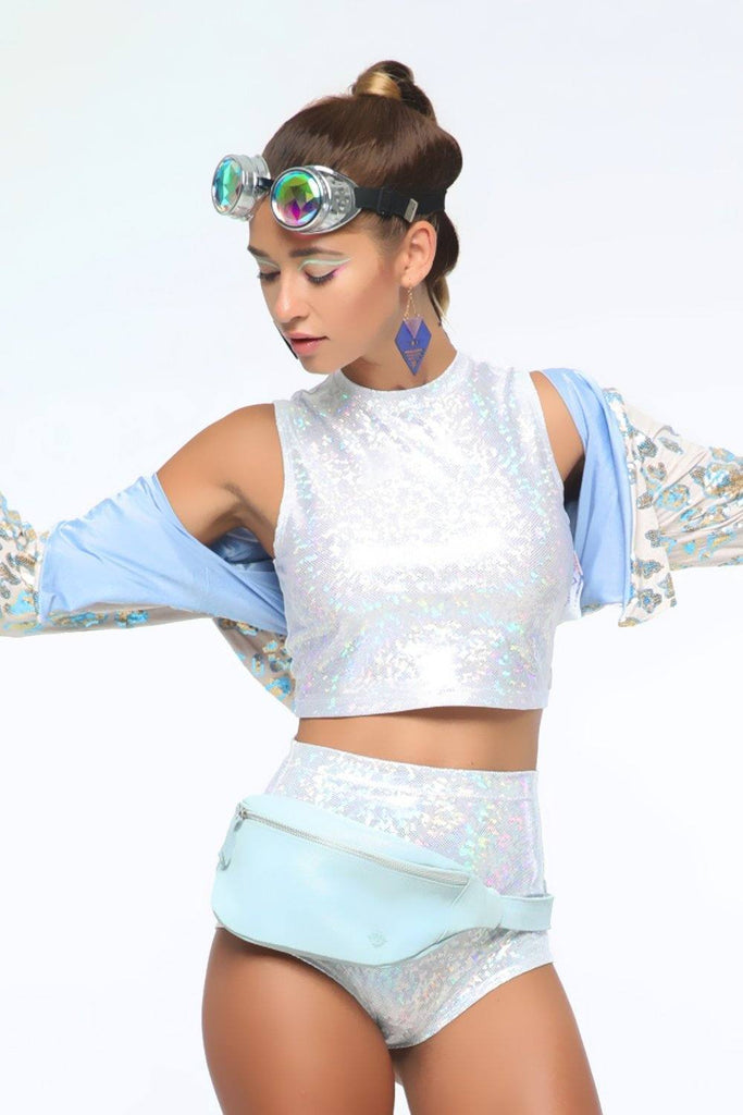 Holographic Roller Girl Crop Top | 13 Colors - Womens Tops