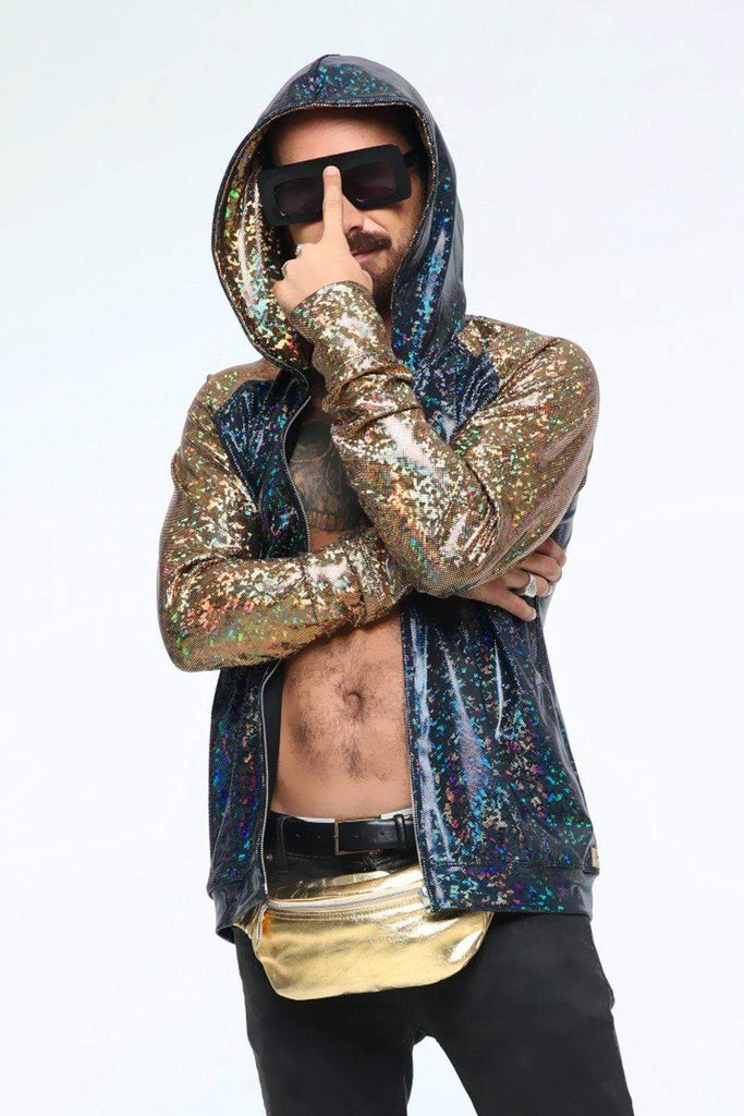 Mens Holographic Hoodie - Men's Tops From Sea Dragon Studio Festival & Rave Gear Collection