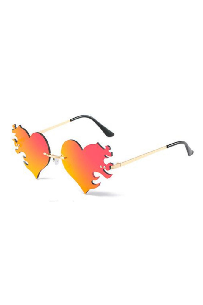 Burning Love Rimless Heart Sunglasses Eyewear SEA DRAGON STUDIO Red-Orange 