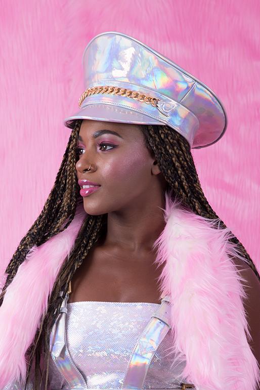 Holographic Boogie Conductor Hat Headwear HOLOSEXUAL Small Silver Slammer 