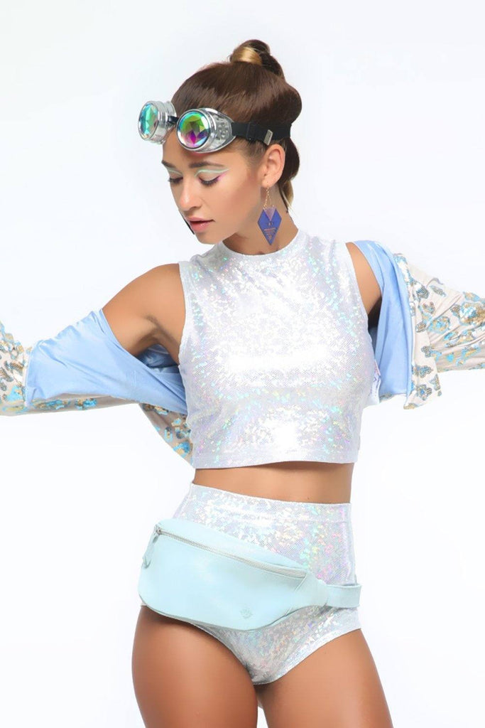 Holographic Hot Pants - Womens Bottoms From Sea Dragon Studio Festival & Rave Clothings Collection