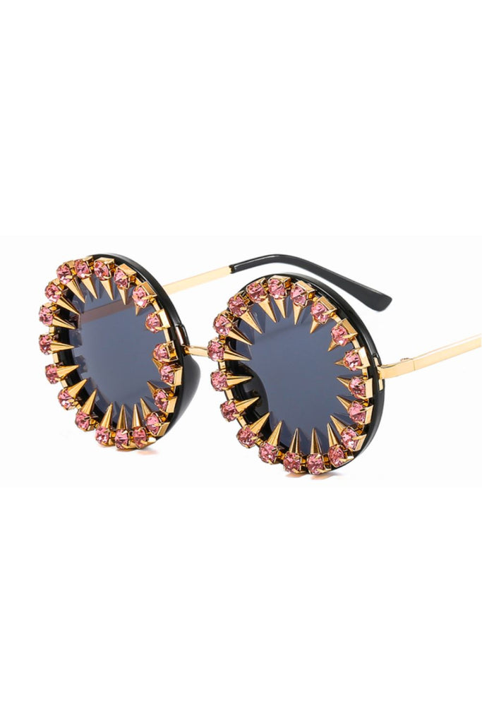 Claws-Deep Round Rhinestone Sunglasses Eyewear Sea Dragon Studio Rose Crystal 