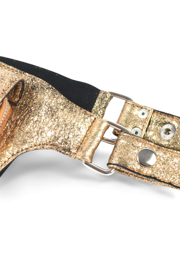Cracked Gold Double Pocket Leather Festival Belt Leather Festival Belt SEA DRAGON STUDIO 