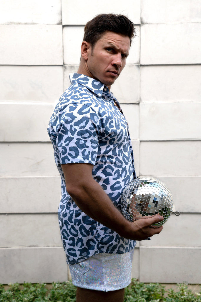 Dusty Leopard Short Sleeve Button Down Shirt - Limited Edition Mens Tops SEA DRAGON STUDIO XSMALL 