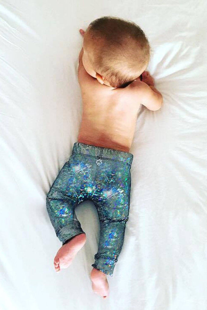 Holographic Baby Leggings - Baby's Bottoms From Sea Dragon Studio Festival & Rave Outfit Collection