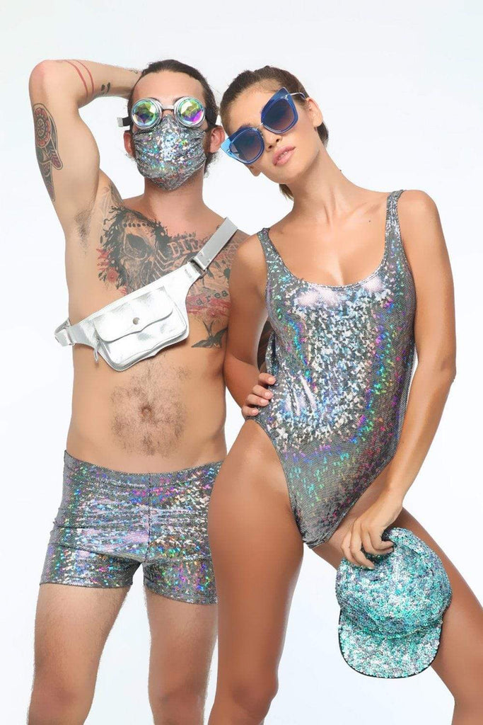 Mens Holographic Shorts - Mens Bottoms From Sea Dragon Studio Festival & Rave Clothings Collection