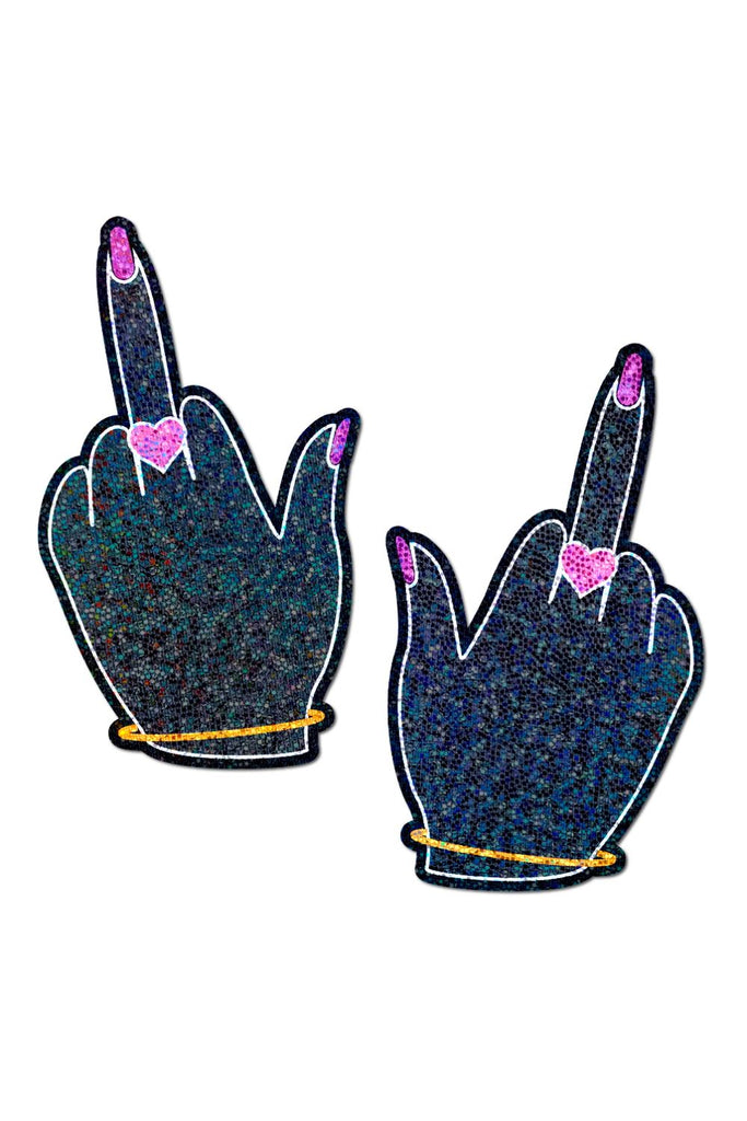 Glittering F*ck You Lady Hands Nipple Pasties Pasties PASTEASE 