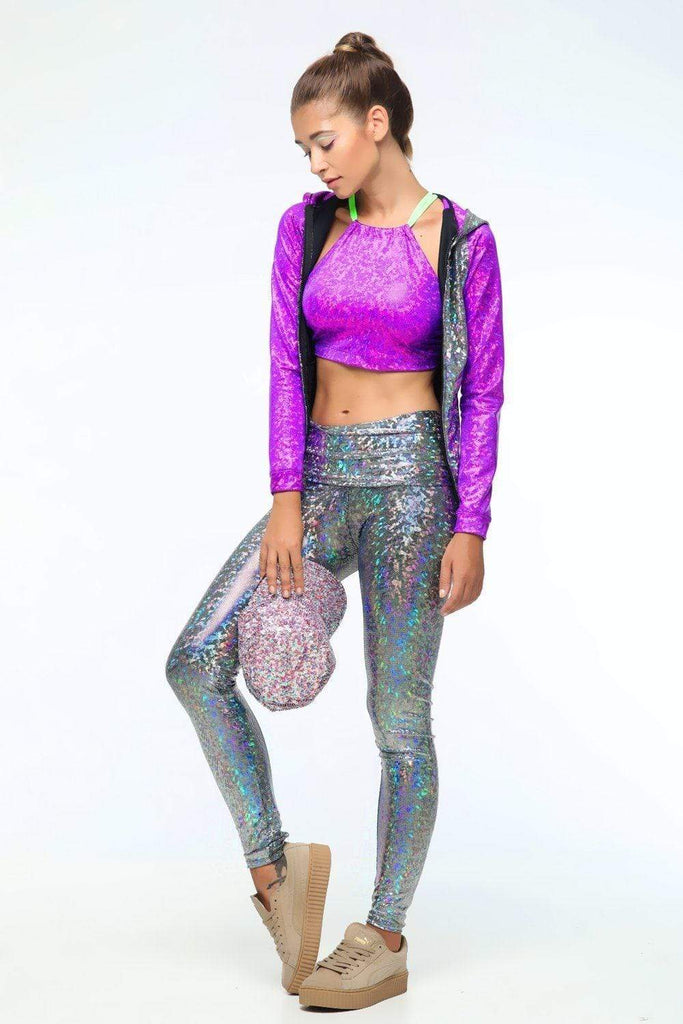 Holographic Fold-Top Leggings | 13 Colors - Womens Bottoms
