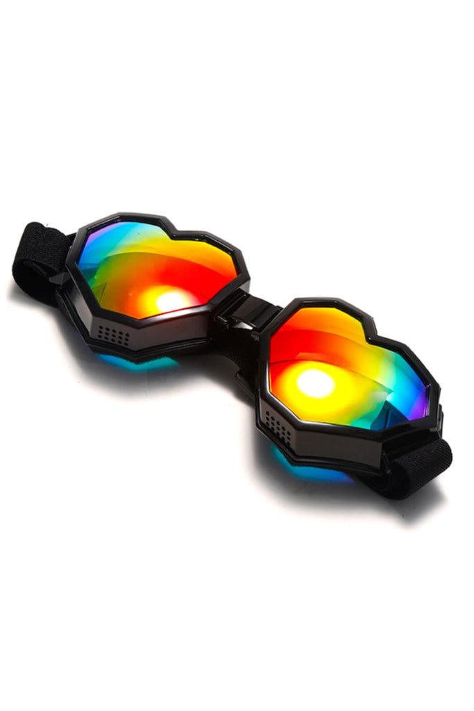 Heart Throb Rainbow Heart Goggles | 3 Colors Eyewear Sea Dragon Studio Black Heart Rainbow Goggles 