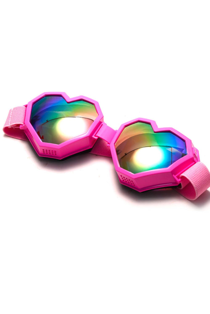 Heart Throb Rainbow Heart Goggles | 3 Colors Eyewear Sea Dragon Studio Pink Heart Rainbow Goggles 