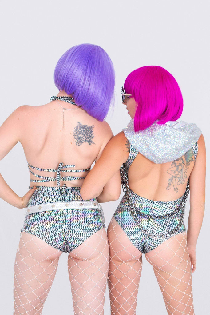 Prismatic Mesh-Front Bodysuit - Womens Bodysuits