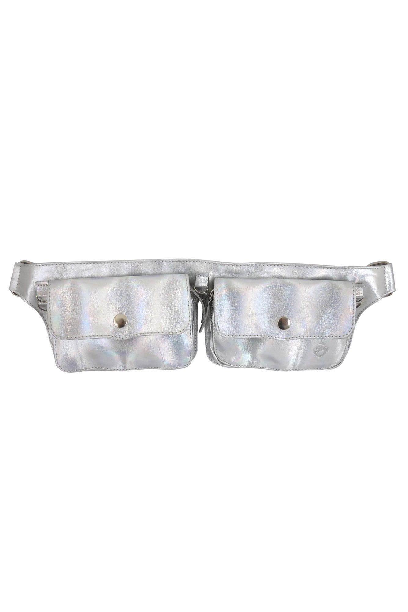 Holographic Double Pocket Leather Festival Belt Leather SEA DRAGON STUDIO 