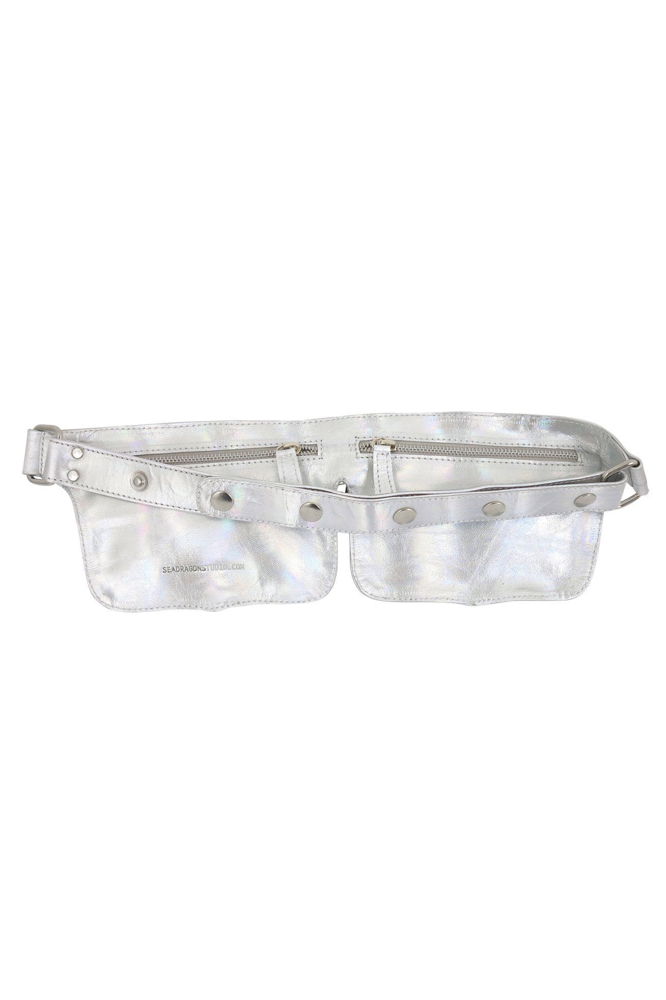 Holographic Double Pocket Leather Festival Belt Leather SEA DRAGON STUDIO 