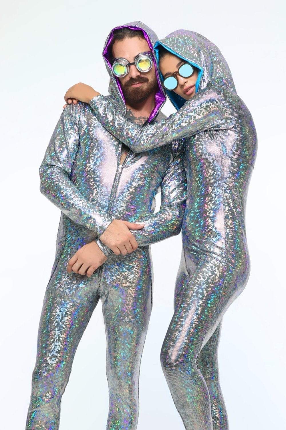 Silver Holographic Men's Leggings by Sea Dragon Studio