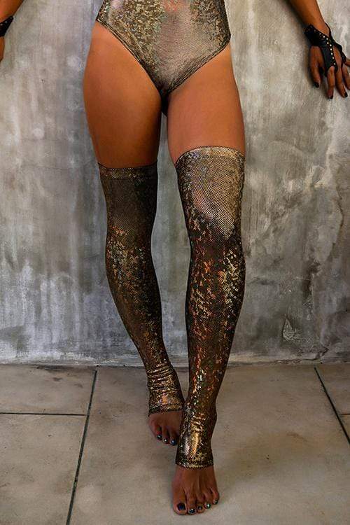 Holographic Over The Knee Socks - Women's Festival & Rave Clothing Accessories From Sea Dragon Studio