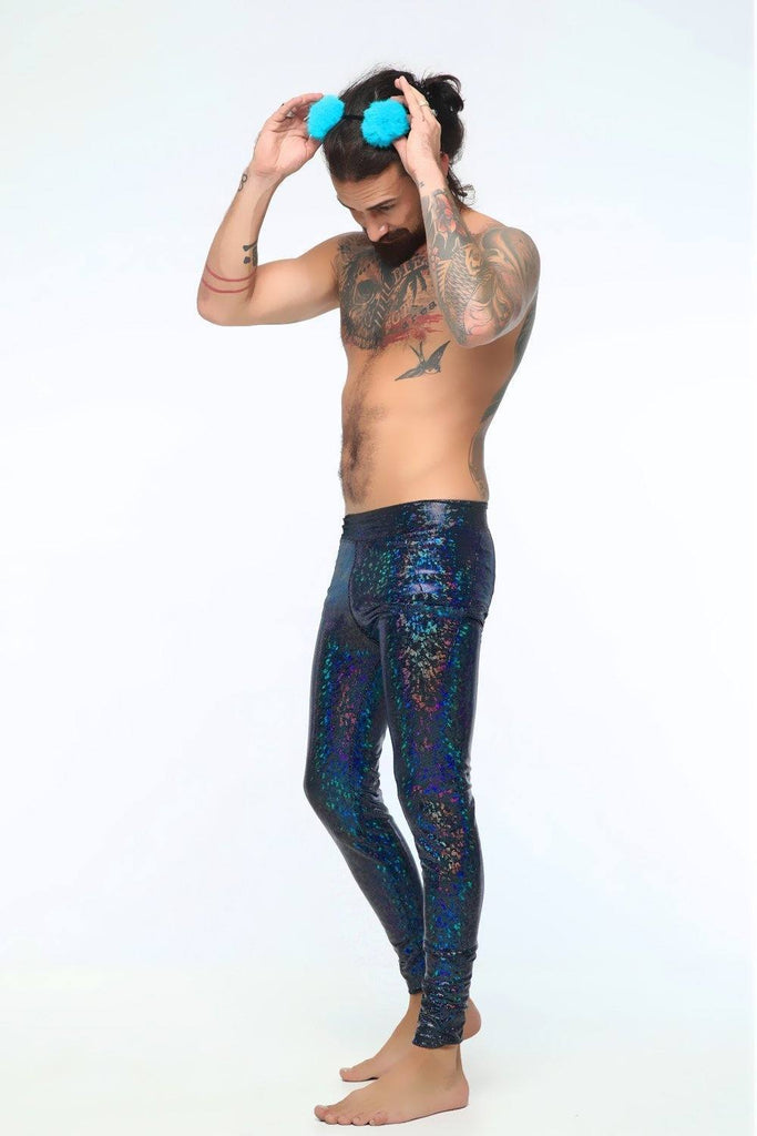 Holographic Meggings With Pockets - Mens Bottoms From Sea Dragon Studio Rave Clothing Collection