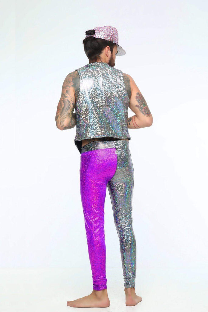 Mens Holographic Double-Trouble Meggings - Men's Bottoms From Sea Dragon Studio Festival & Rave Outfit Collection