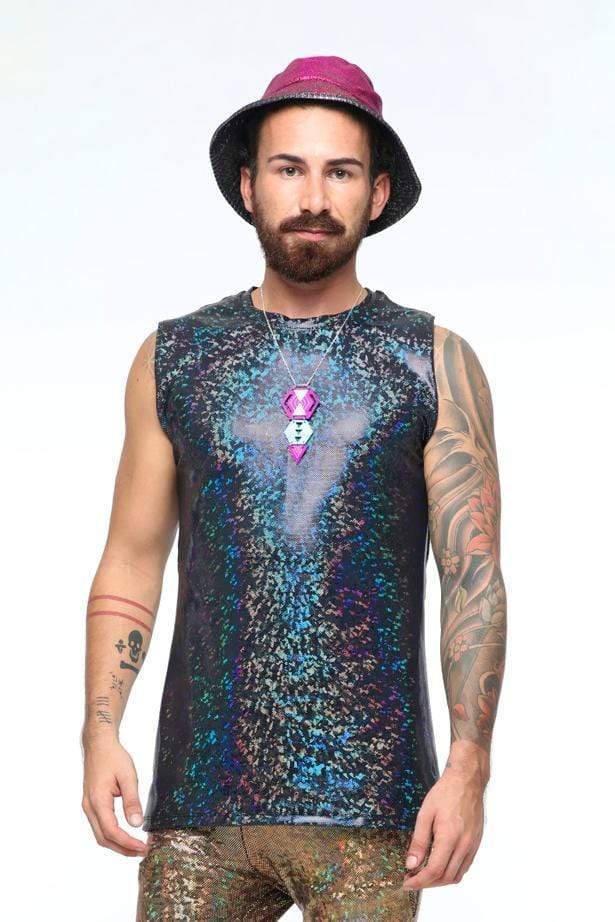 Mens Holographic Sleeveless Tee | 13 Colors - Mens Tops
