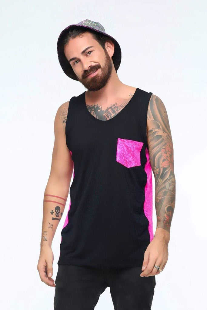 Mens Holographic Pocket Tank - Men's Tops From Sea Dragon Studio Festival & Rave Clothing Collection
