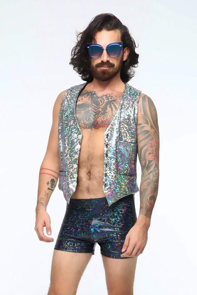 Mens Holographic Shorts - Mens Bottoms From Sea Dragon Studio Festival & Rave Outfit Collection