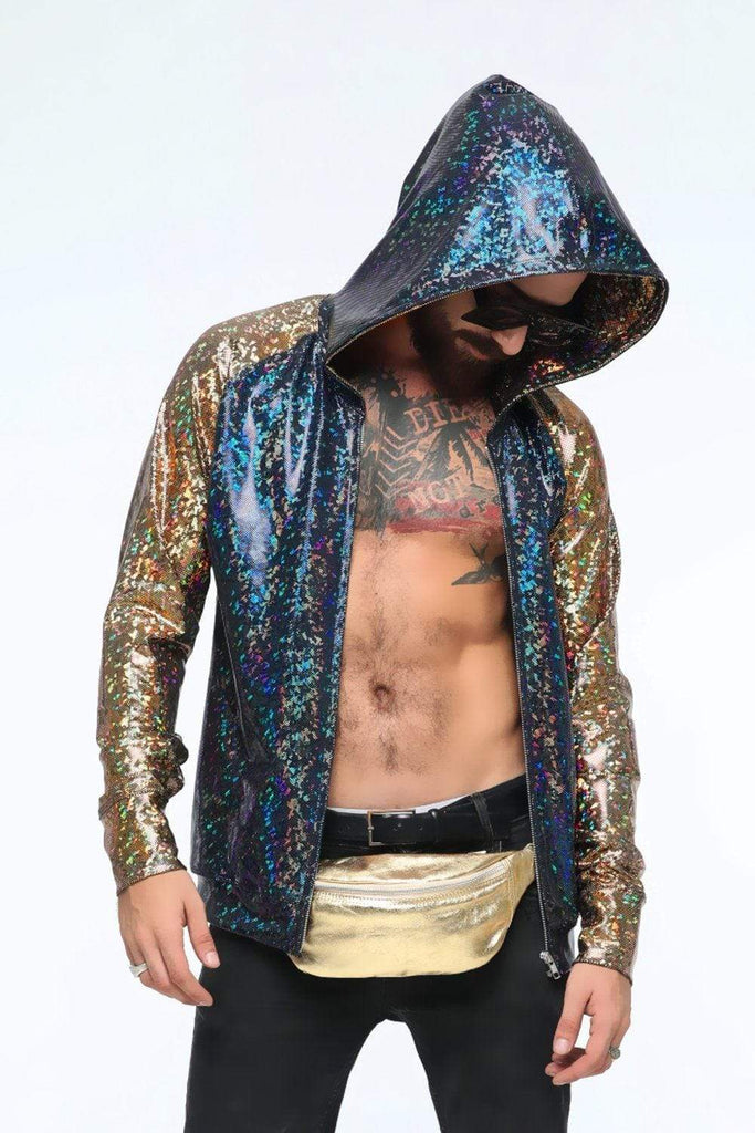 Mens Holographic Hoodie - Men's Tops From Sea Dragon Studio Festival & Rave Clothing Collection